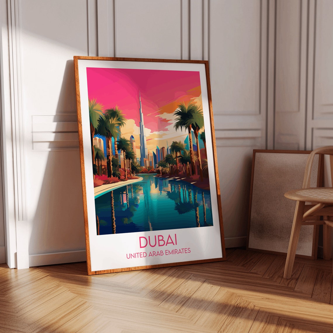 Dubai United Arab Emirates Burj Khalifa Skyline Sunset Poster - Image 2