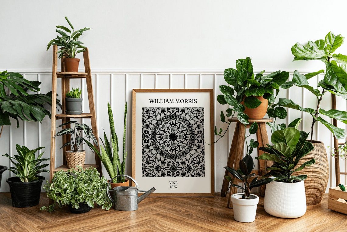 William Morris Vine 1873 Black White Botanical Pattern Print - Image 2