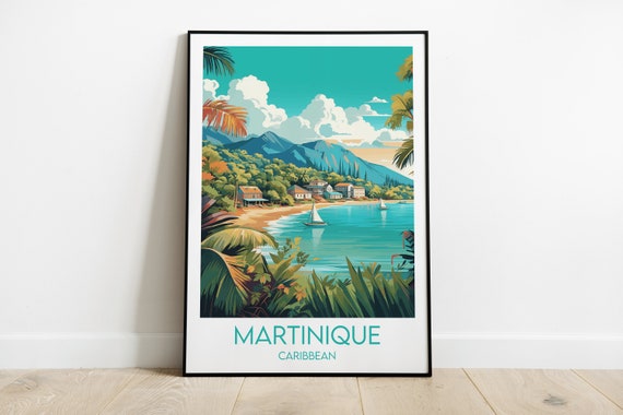 Martinique Travel Print Caribbean Poster Custom Personalised Wedding Birthday Gift