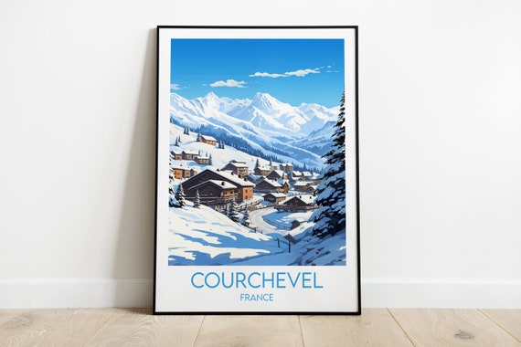 Courchevel Ski Travel Print France Poster Custom Personalised Wedding Birthday Gift