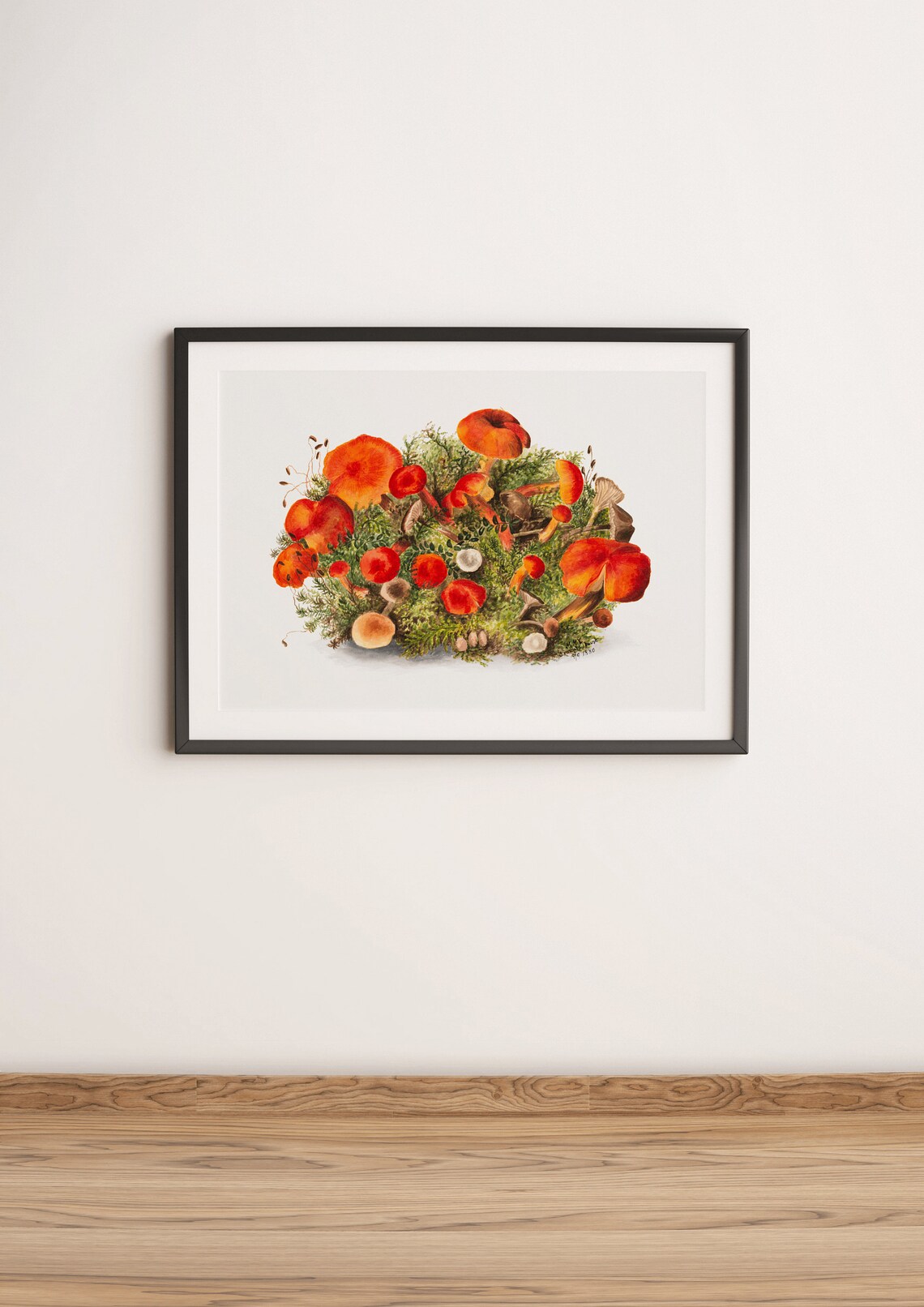 Red Mushroom Fungi Cluster Vintage Botanical Illustration Art Poster - Image 3