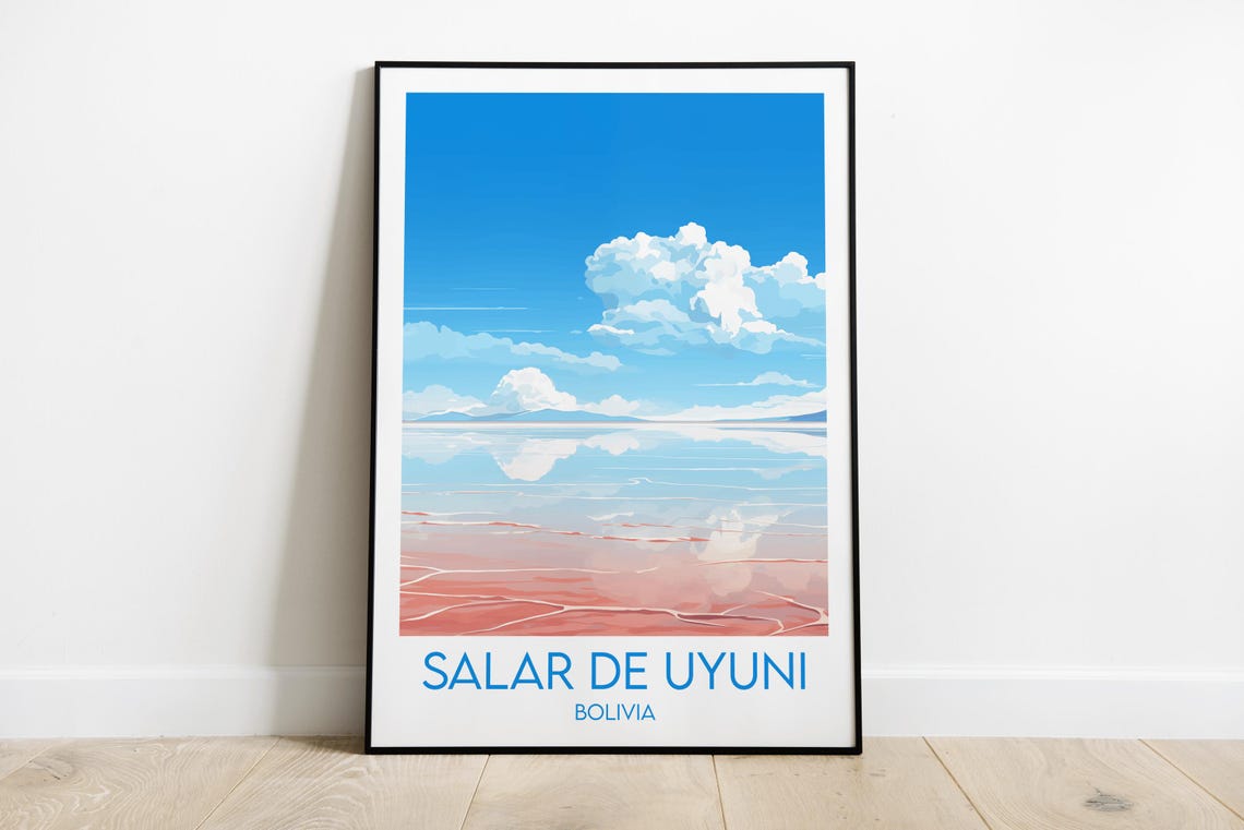 Salar de Uyuni Bolivia Mirror Salt Flats Minimalist Travel Poster