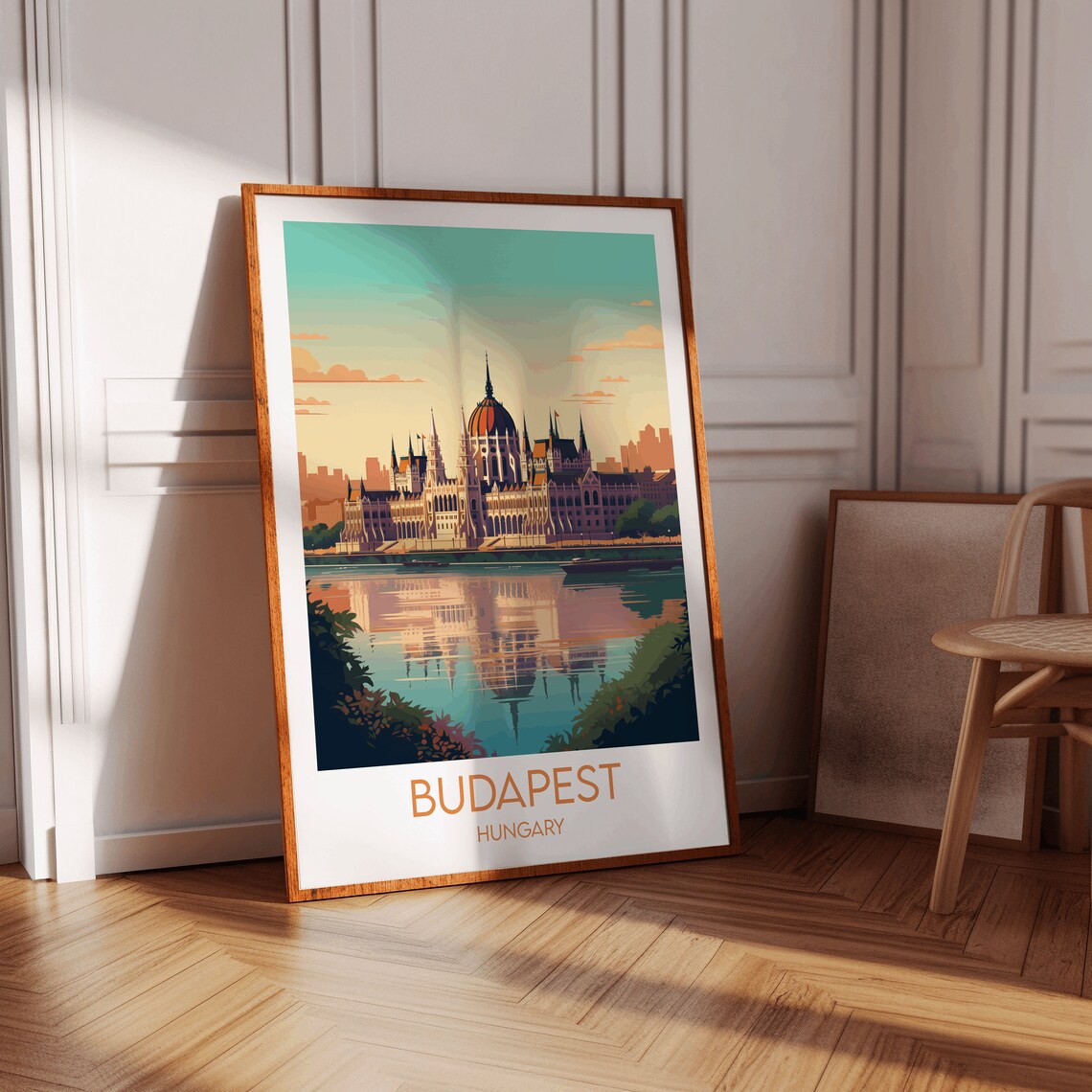 Budapest Hungary Parliament Building Retro Travel Art Poster - Image 3