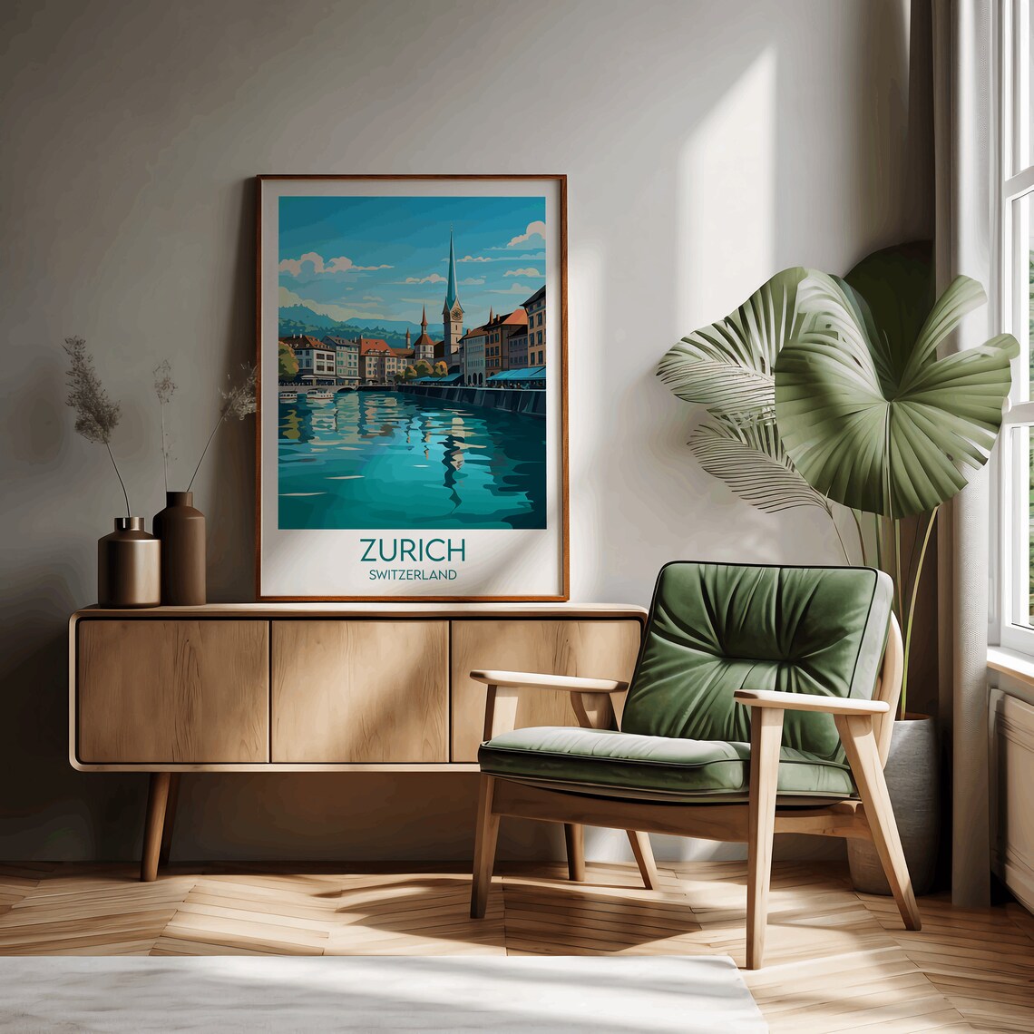 Zurich Travel Poster, Switzerland Custom Print - Image 3