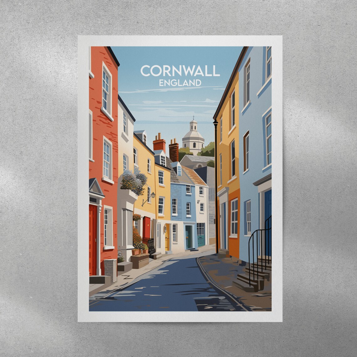 Cornwall England Colorful Painted Street Houses Travel Poster - Image 5