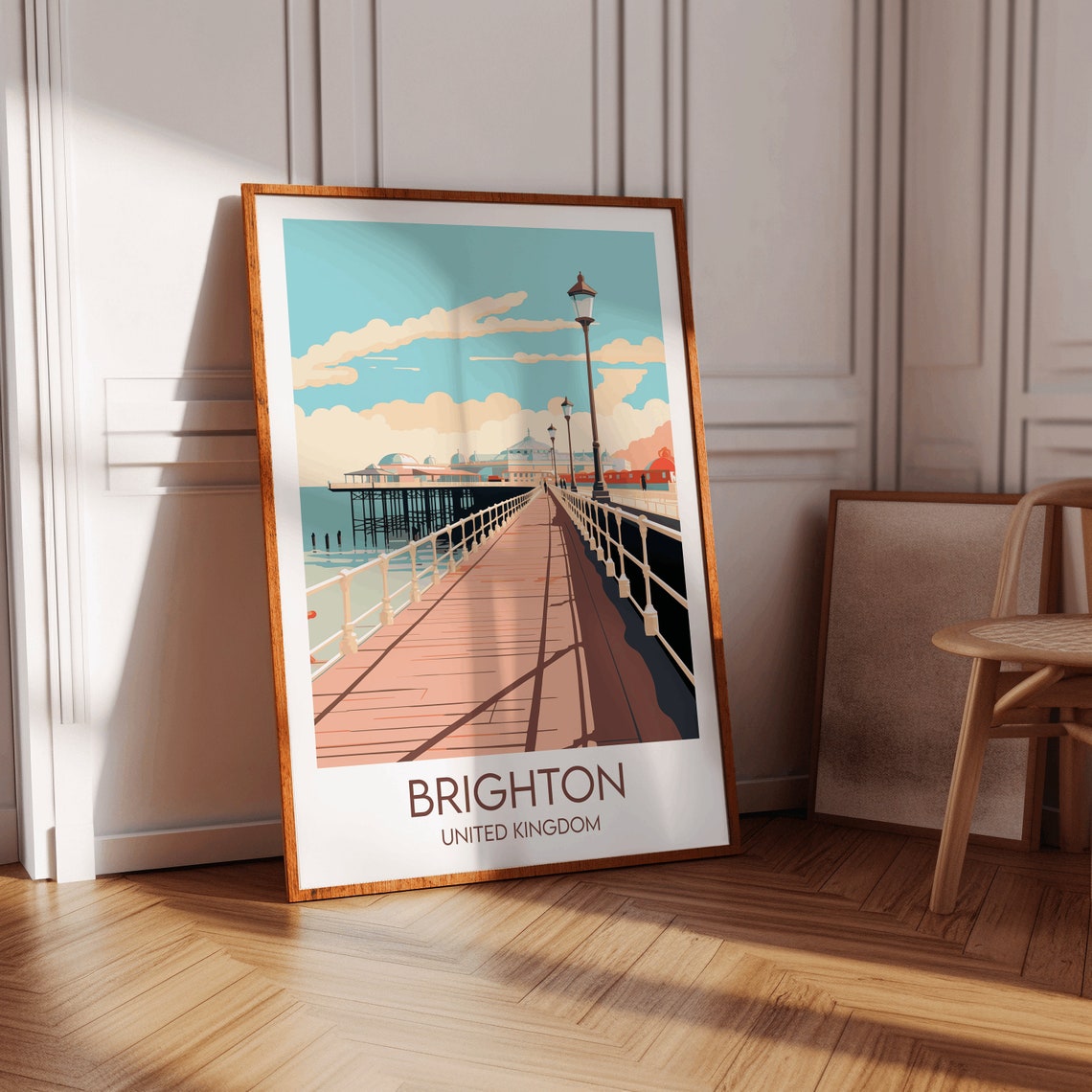Brighton Pier Boardwalk Seaside Vintage British Travel Poster - Image 3