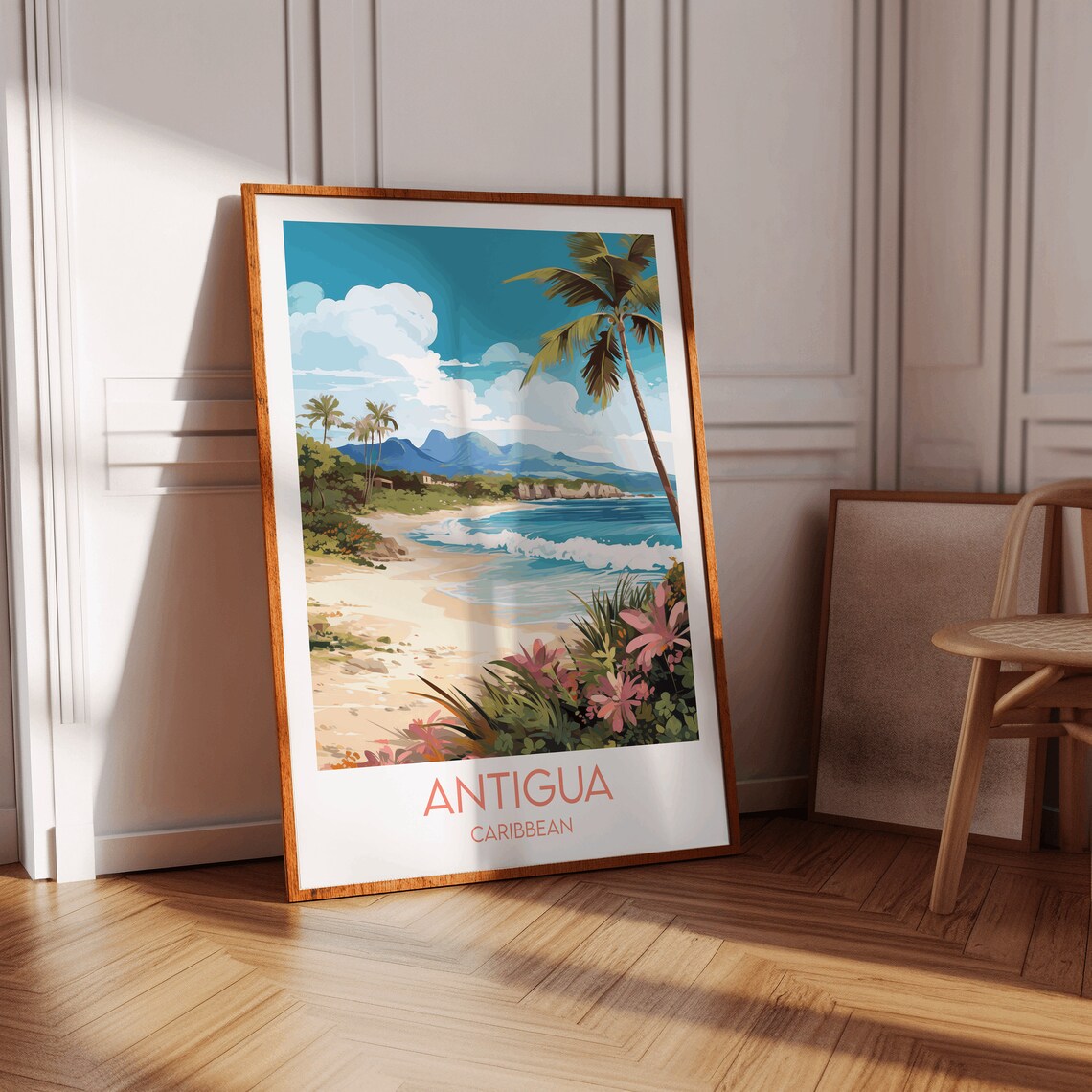 Antigua Travel Print, Caribbean Custom Personalised Poster - Image 2