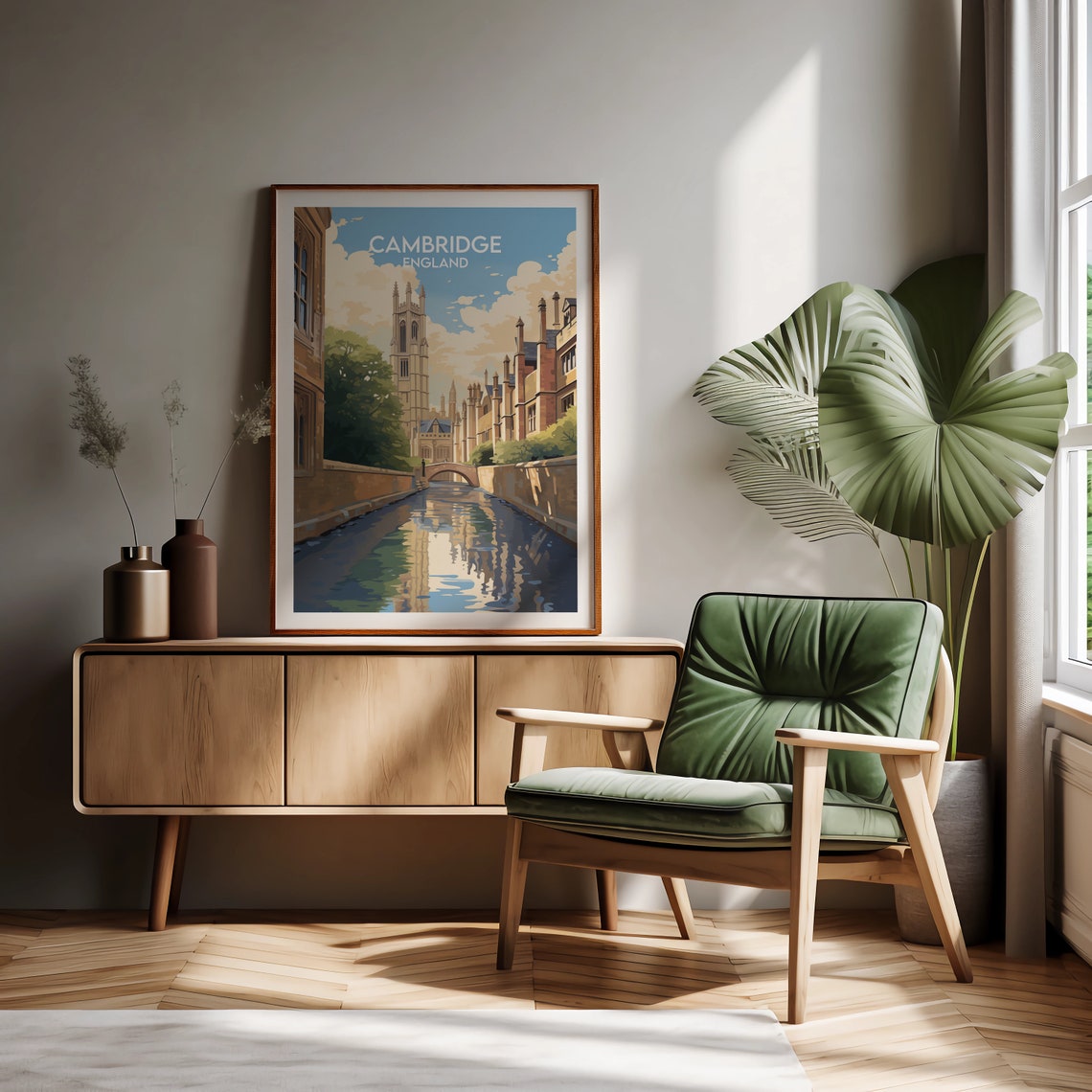 Cambridge England River Cam Historic College Buildings Travel Poster - Image 3