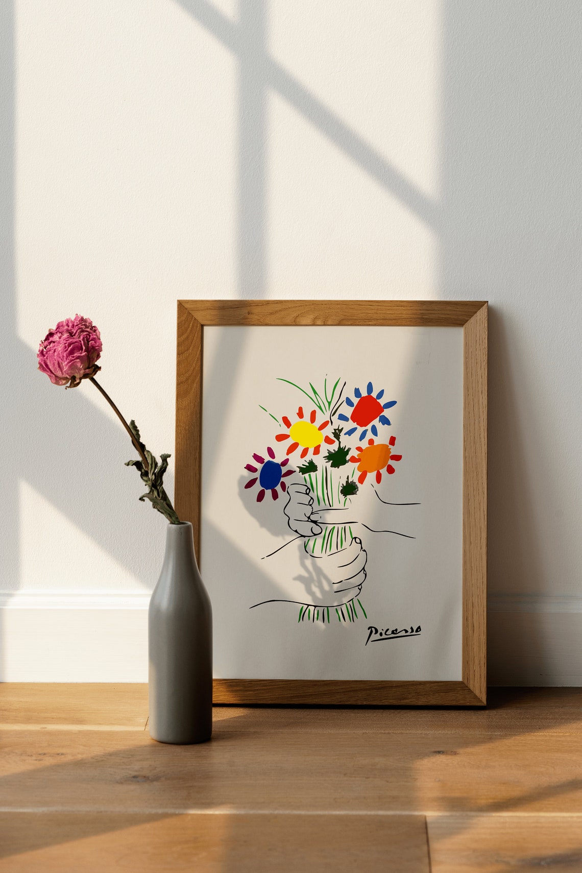 Picasso Flower Bouquet Colorful Line Art Modern Minimalist Print - Image 4