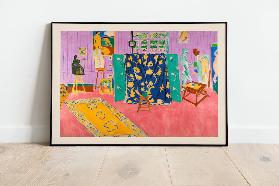 Matisse Pink Studio Bordered Exhibition Print Poster A3 A4 A5 Ultra High Quality Classic Vintage Flowers Home Decor Wall Art Deco