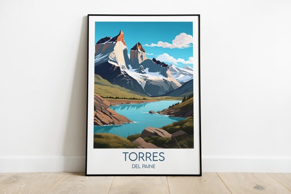 Torres Del Paine Travel Print Chile Poster Custom Personalised Wedding Birthday Gift