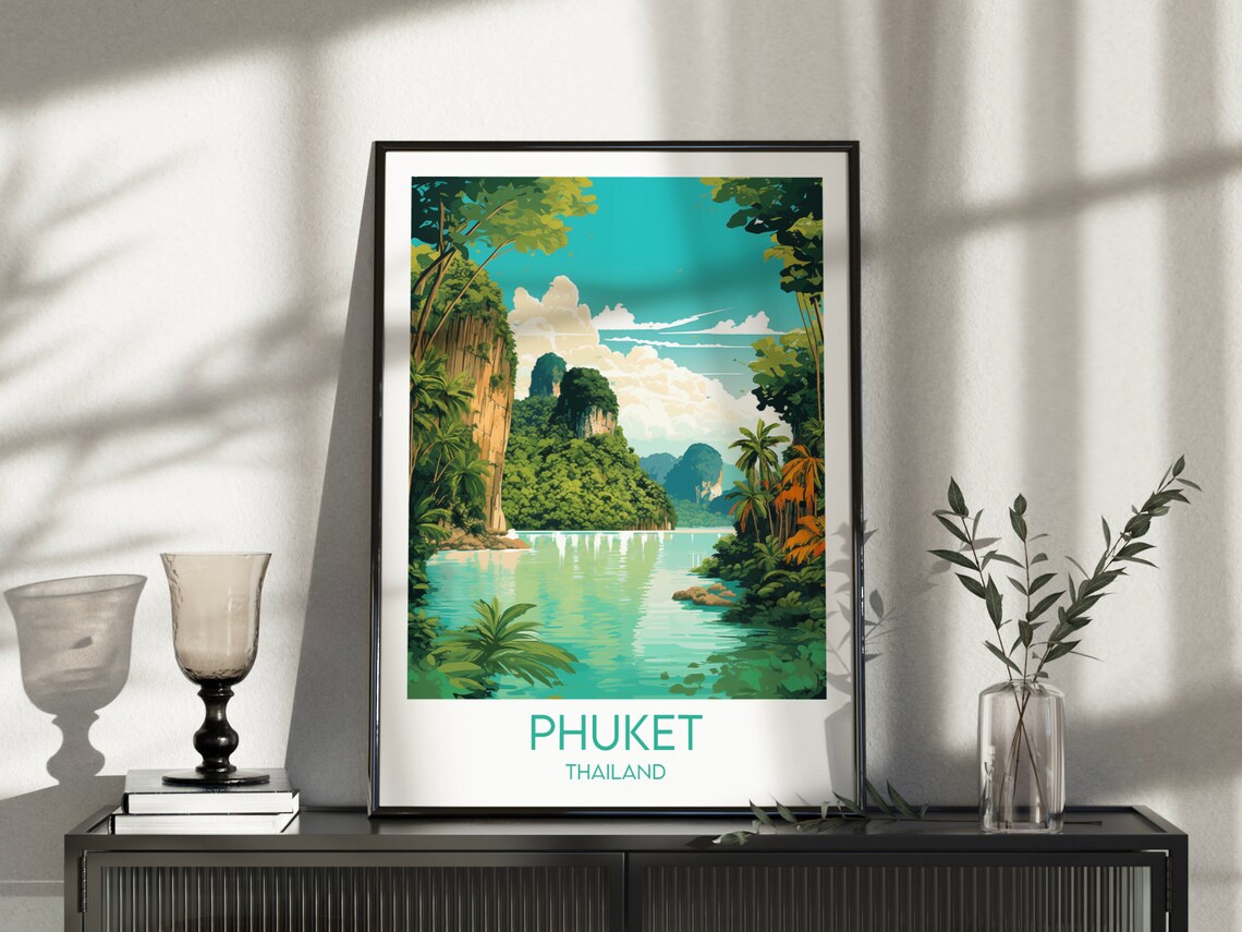 Phuket Thailand Limestone Karst Lagoon Jungle Water Travel Poster - Image 4
