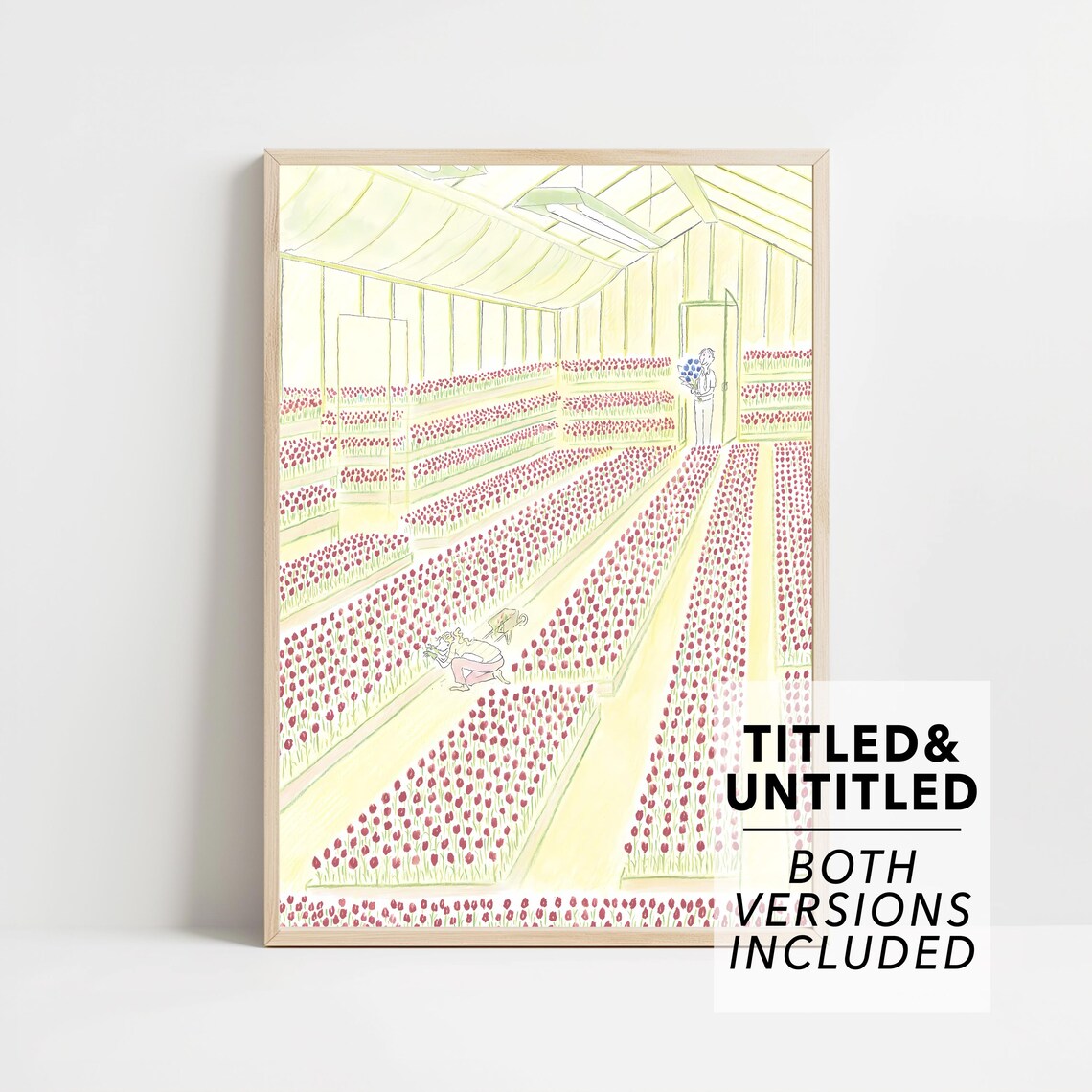 Tulip Greenhouse Rows Red Flowers Gardener Floral Interior Poster