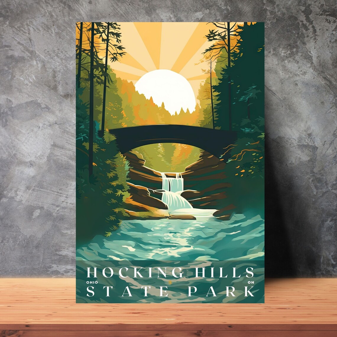 Hocking Hills State Park Retro Travel Poster Print - Image 3
