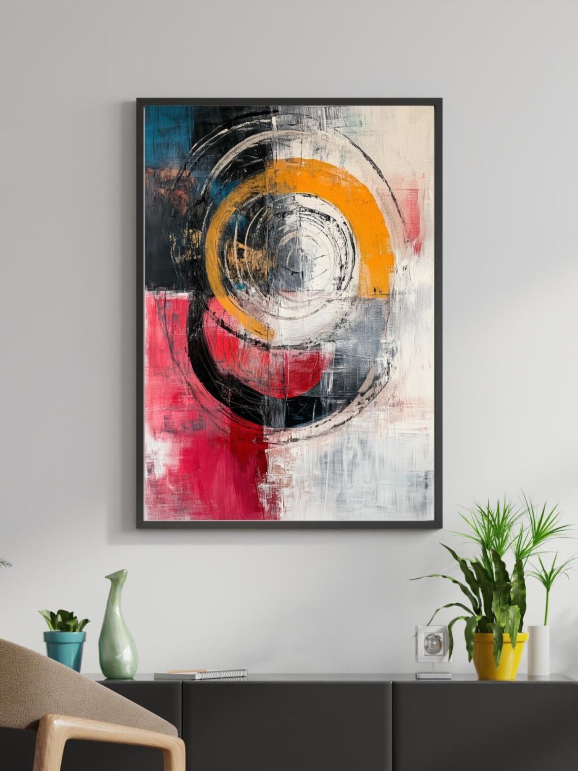Modern Abstract Circles, Bold Geometric Art Print - Image 2