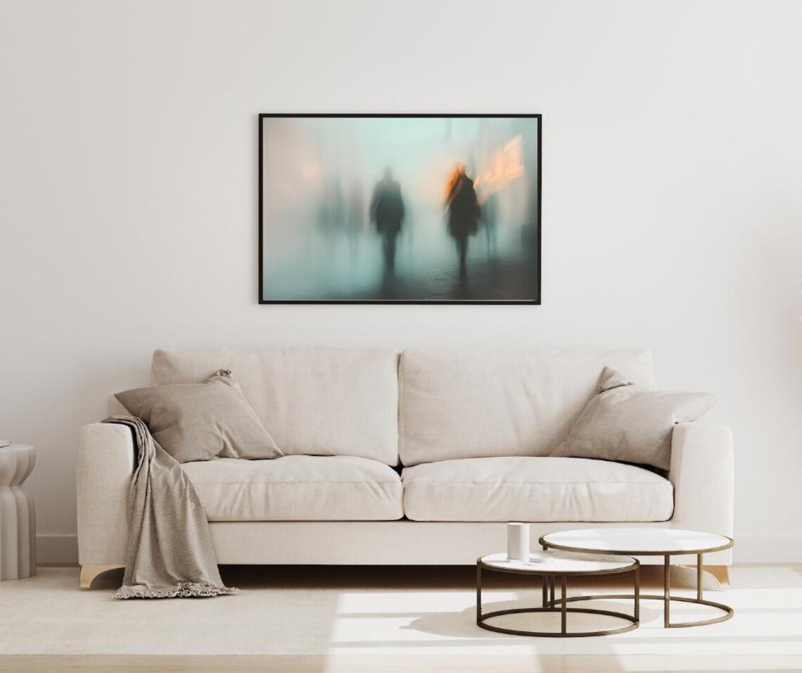 Blurry Crowd In Fog, Minimalist Urban Scene - Image 4