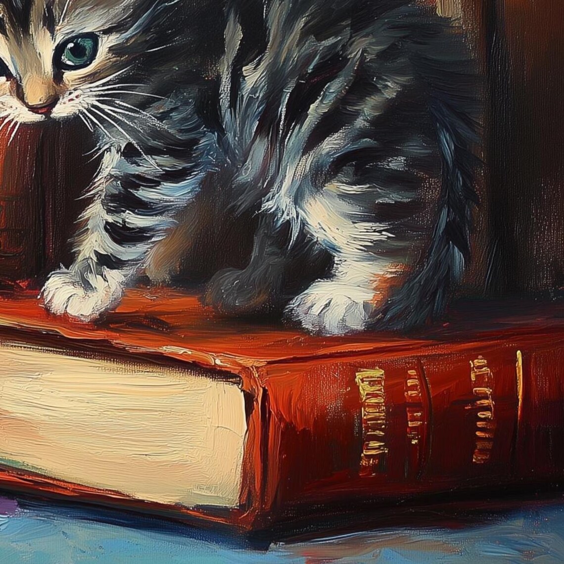 Curious Kittens In A Library, Vintage Style - Image 3
