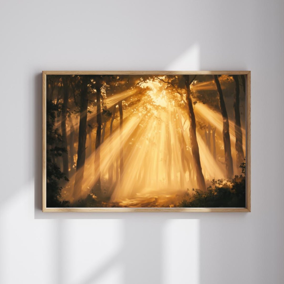 Golden Awakening Sunlit Forest Art Print