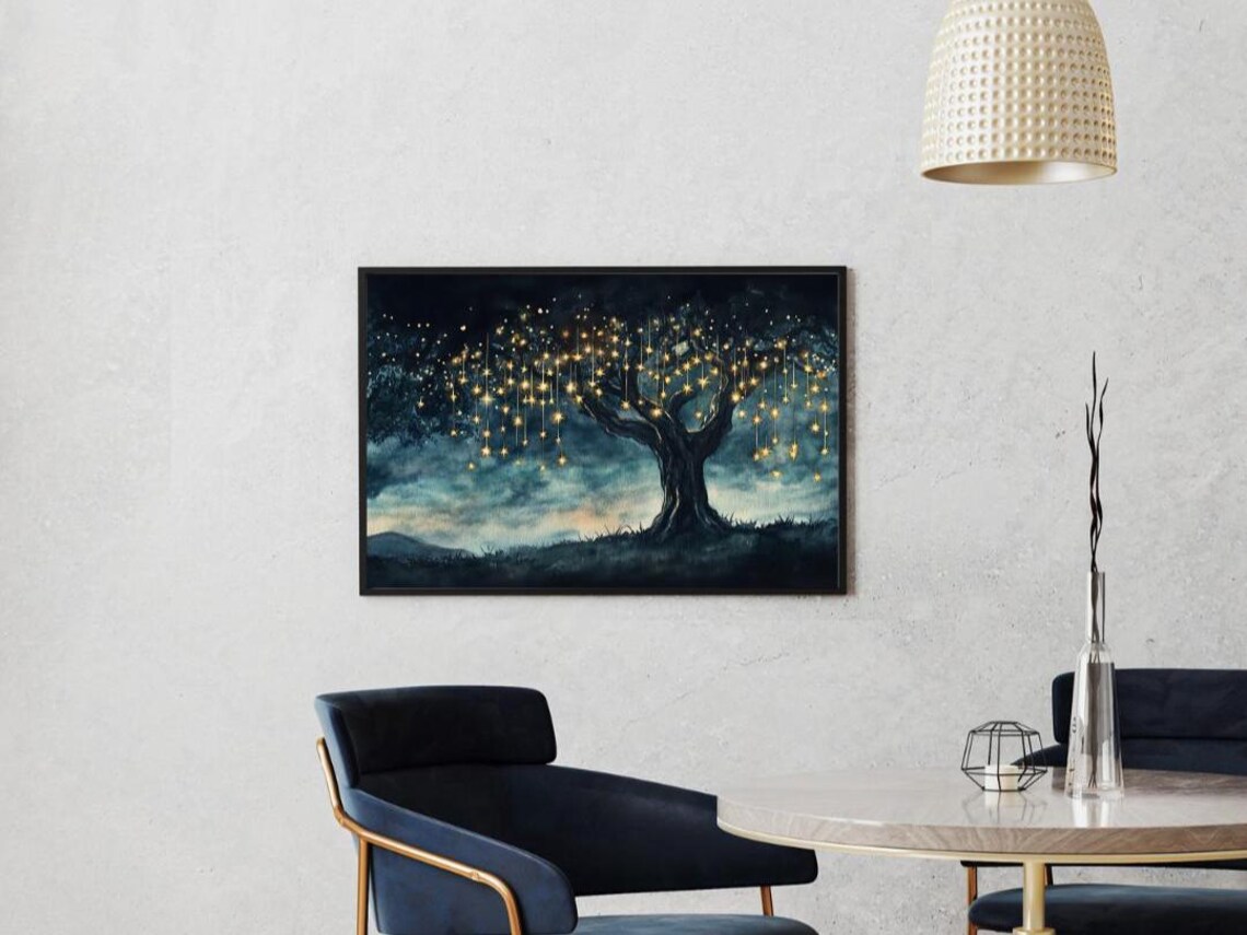 Wishing Tree Celestial Watercolor Art Print - Image 3
