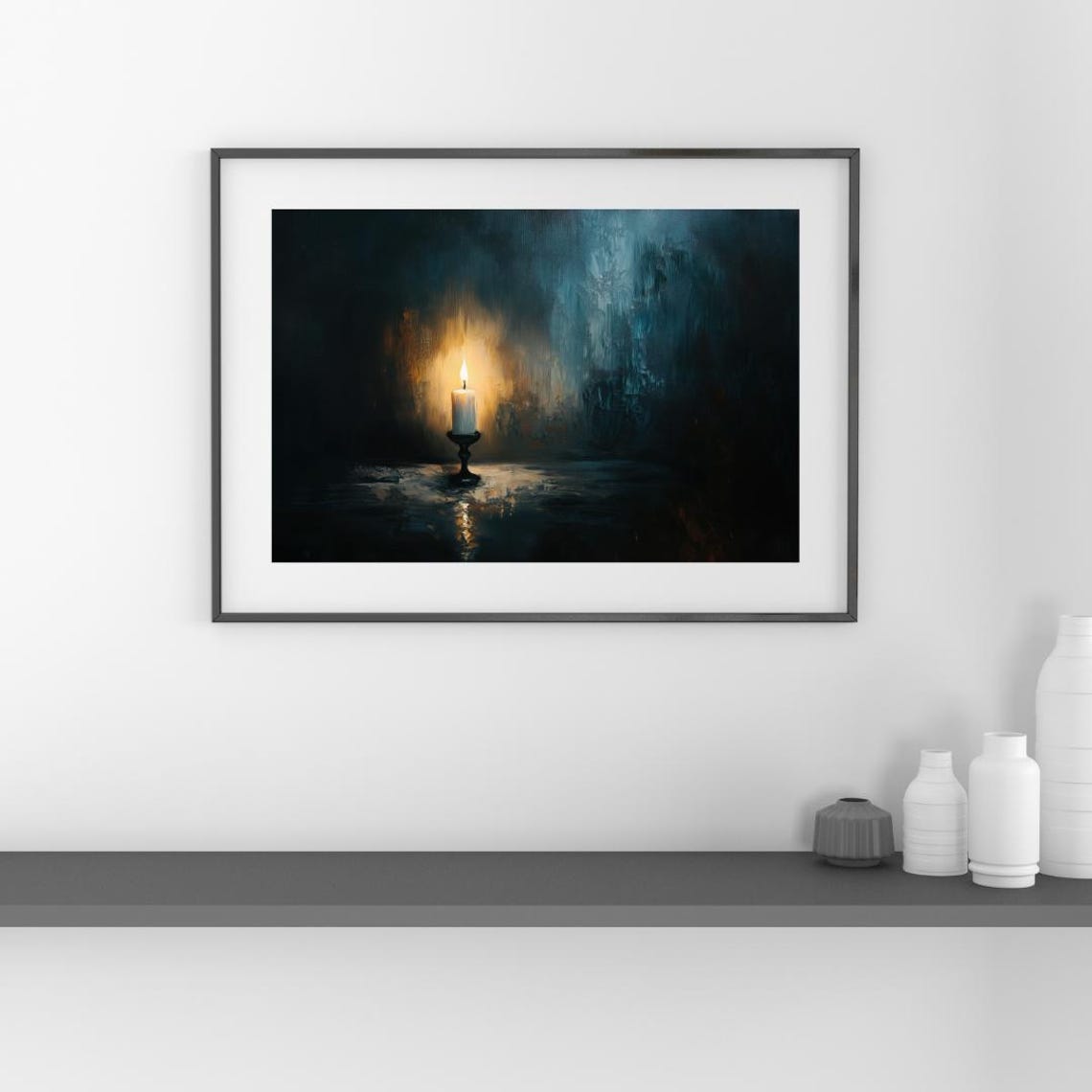Lone Light Moody Candlelight Painting Dark Romantic Wall Art - Image 3