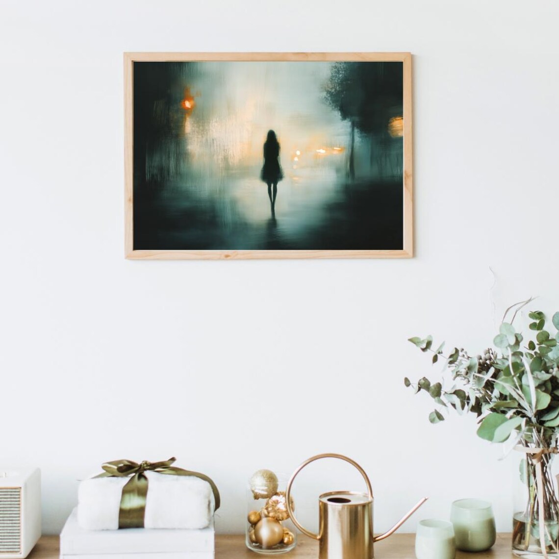 Misty Silhouette in City Lights, Moody Abstract Scene - Image 2