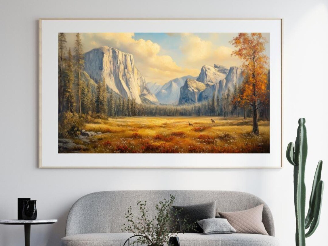 Yosemite Valley Fall Oil Painting, Autumn Landscape - Image 3