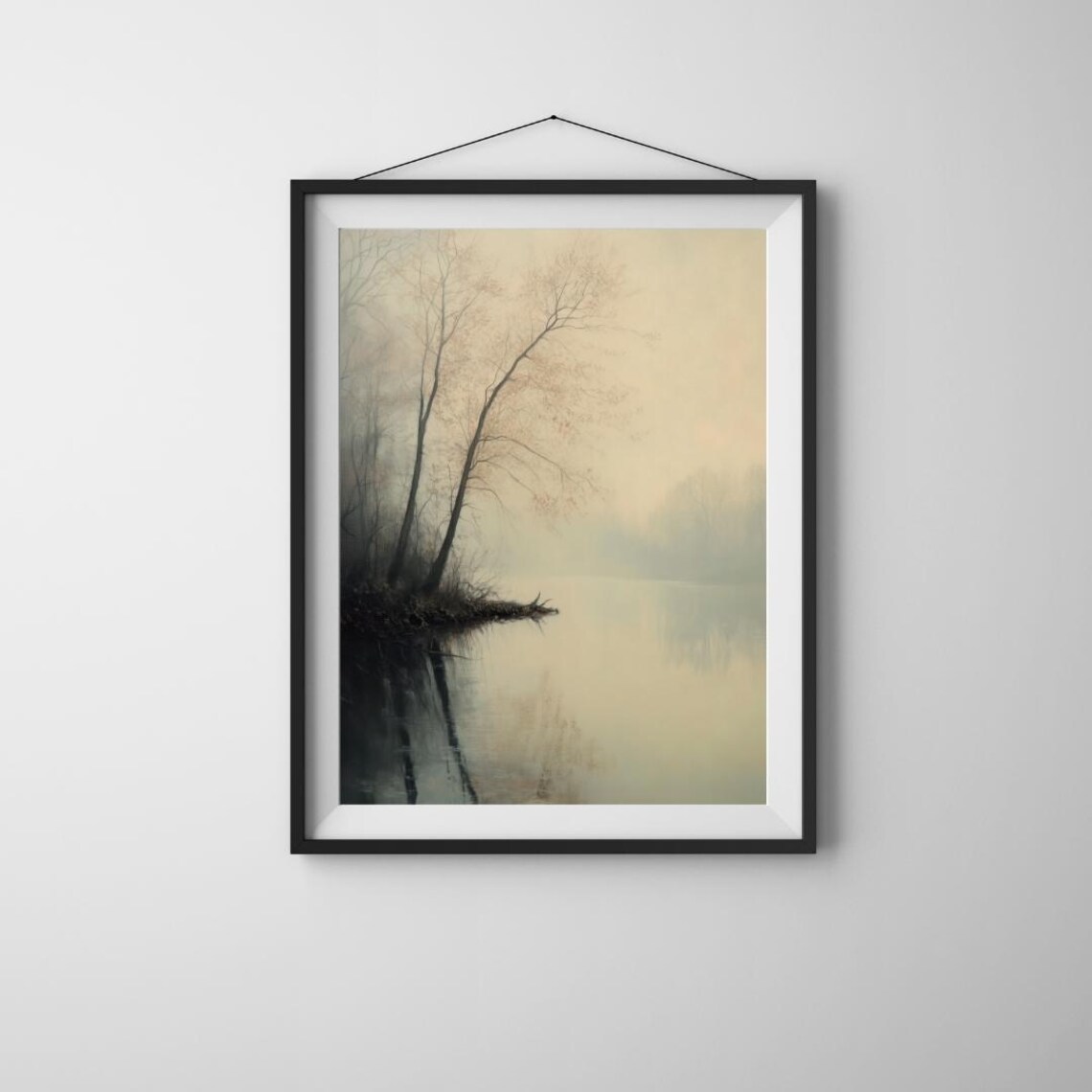 Tranquil Misty River, Soft Minimalist Landscape Art Print - Image 5