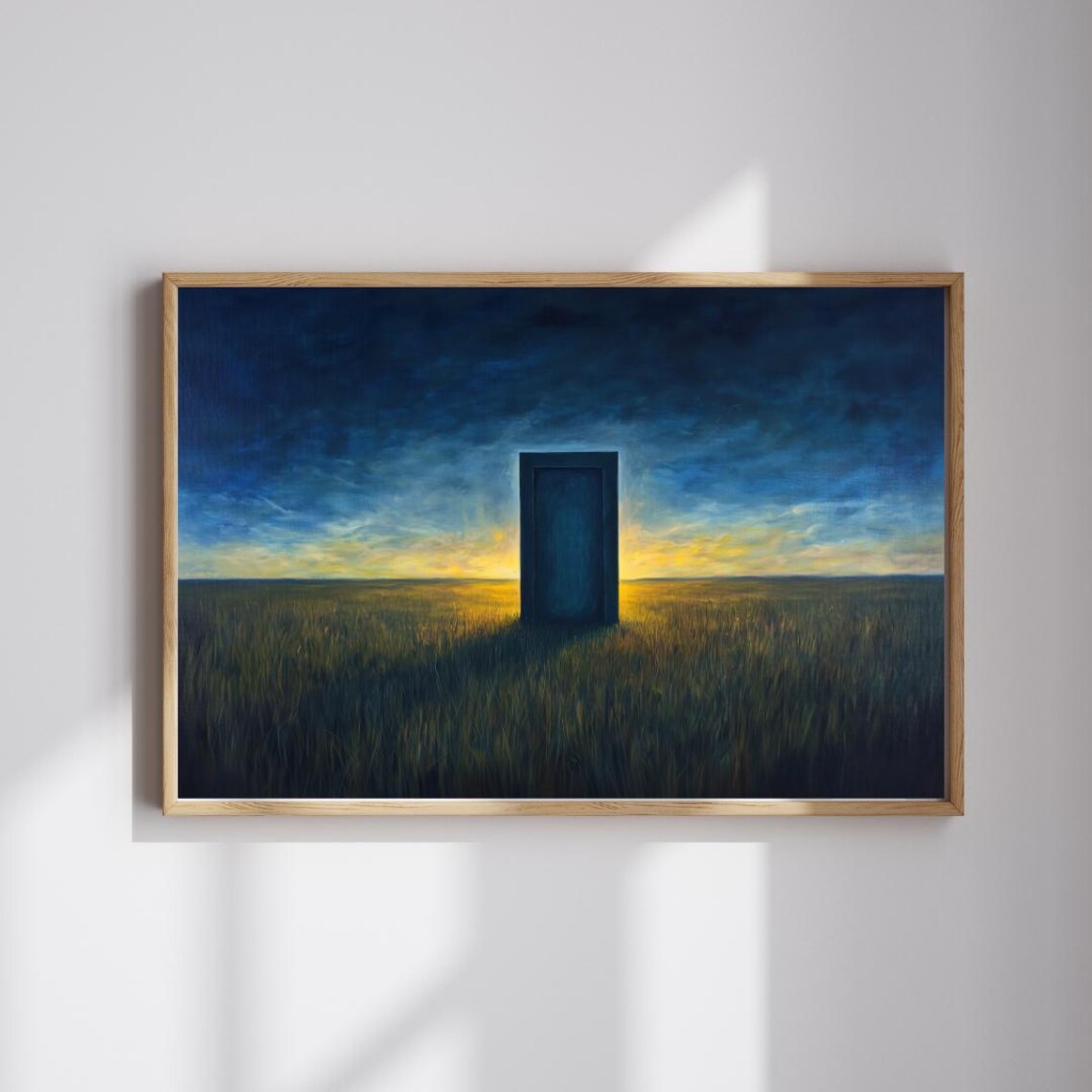 Liminal Light Surreal Doorway, Golden Field Art Print