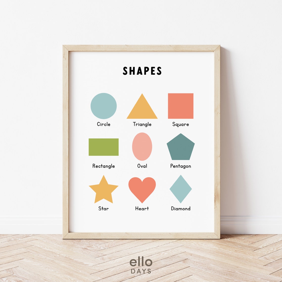 Colorful Basic Shapes Toddler Learning Educational Chart Poster