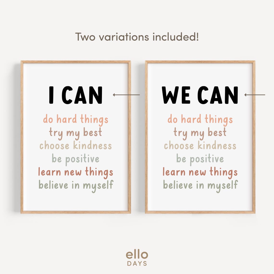 I Can Do Hard Things Earth Tone Kids Affirmations Quote Poster - Image 4
