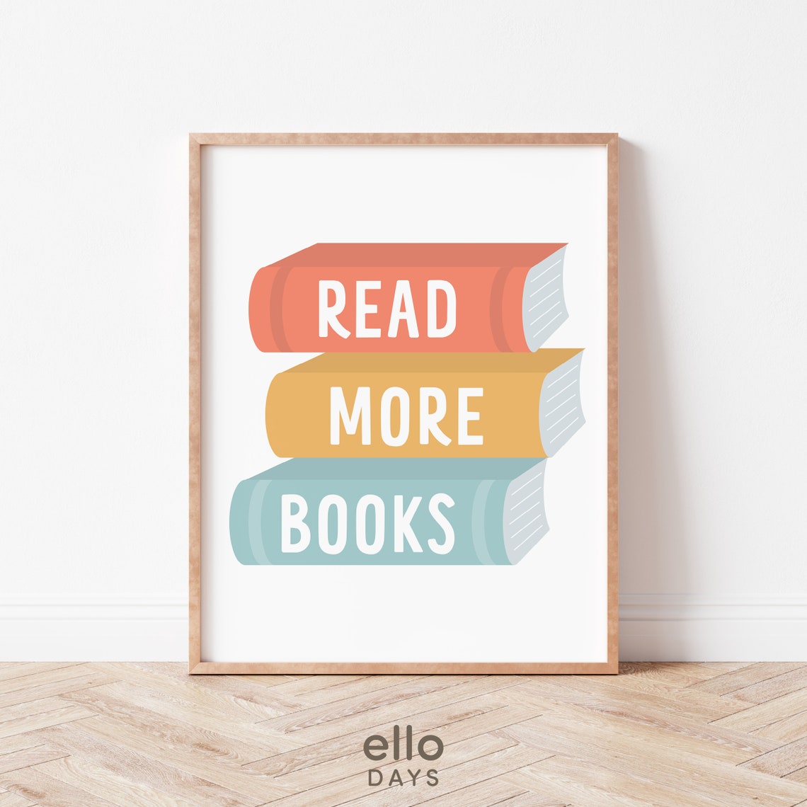 Read More Books On Coral Stack Of Books Reading Nook Kids Poster