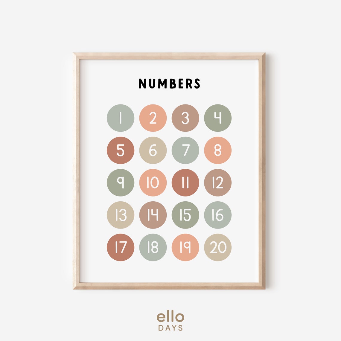 Neutral Numbers Math Learning Chart Classroom Educational Poster 123 Wall Print 1 20 Print Homeschool Preschool Decor - Image 3