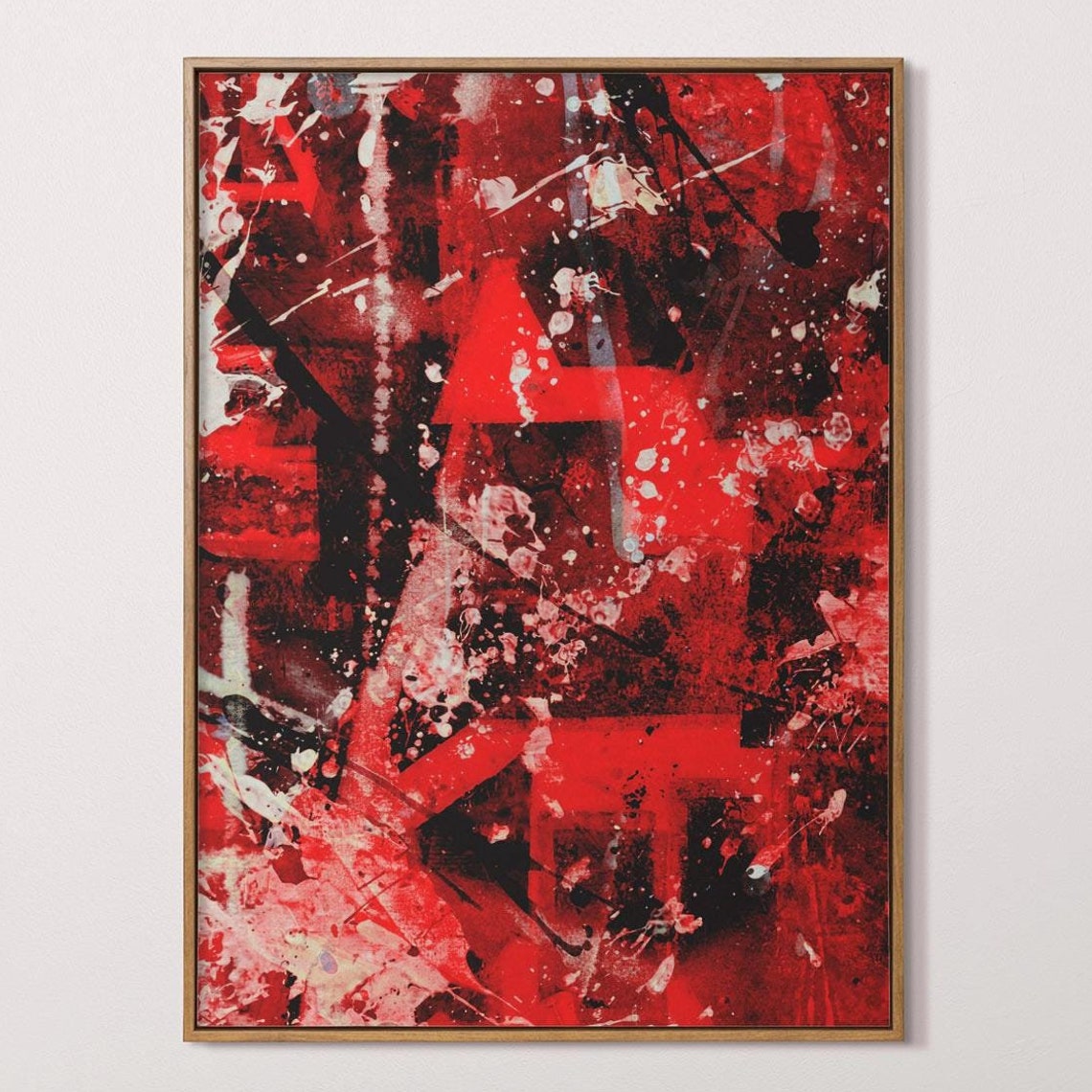 Abstract Geometric Painting Acrylic On Paper Red White Black Lines And Strokes Art Abstract Print