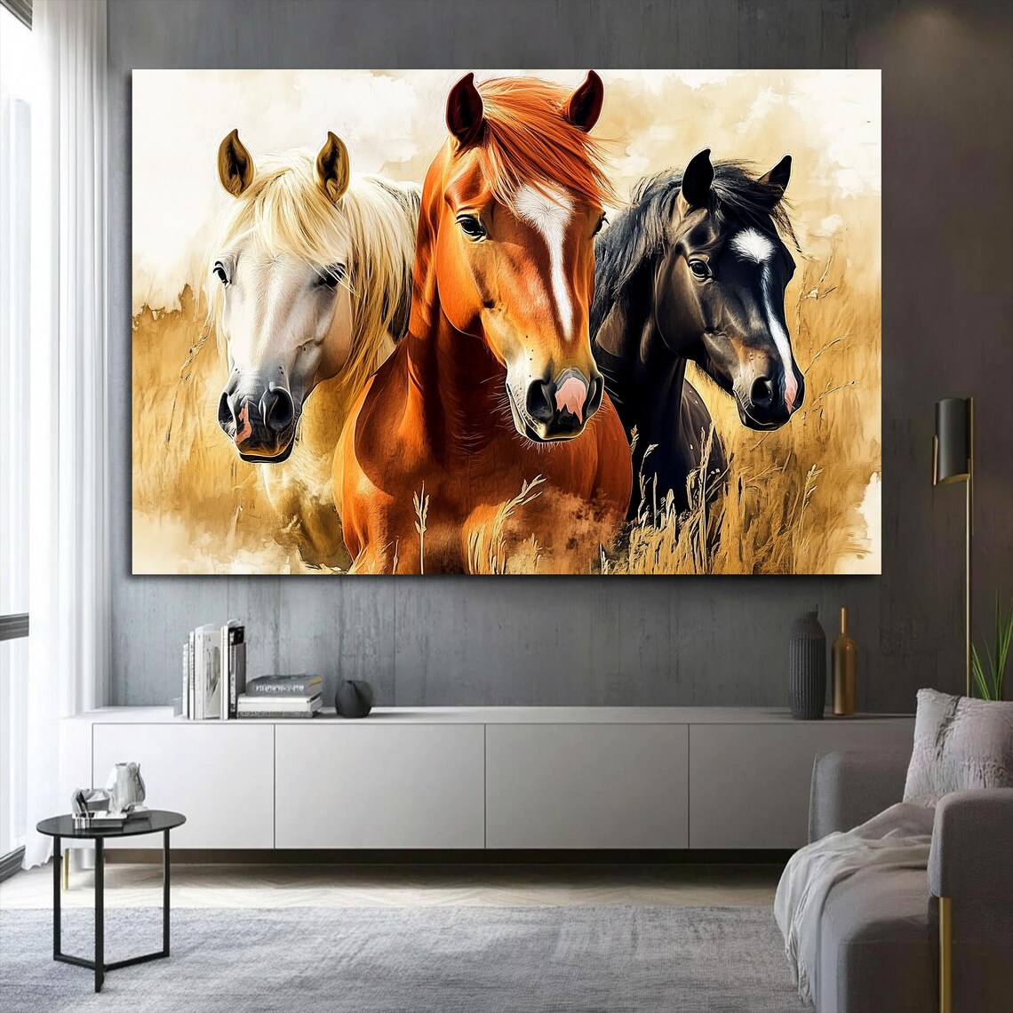 Horse Art Horses Decor Wall Decor Horse Print Home Decor Fantasy Art Dreamy Art Framed Horse Wall Hanging Horse Painting - Image 3