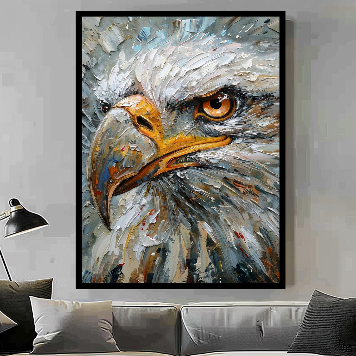 Bald Eagle Close Up Oil Painting Majestic Wildlife Art Poster - Image 3