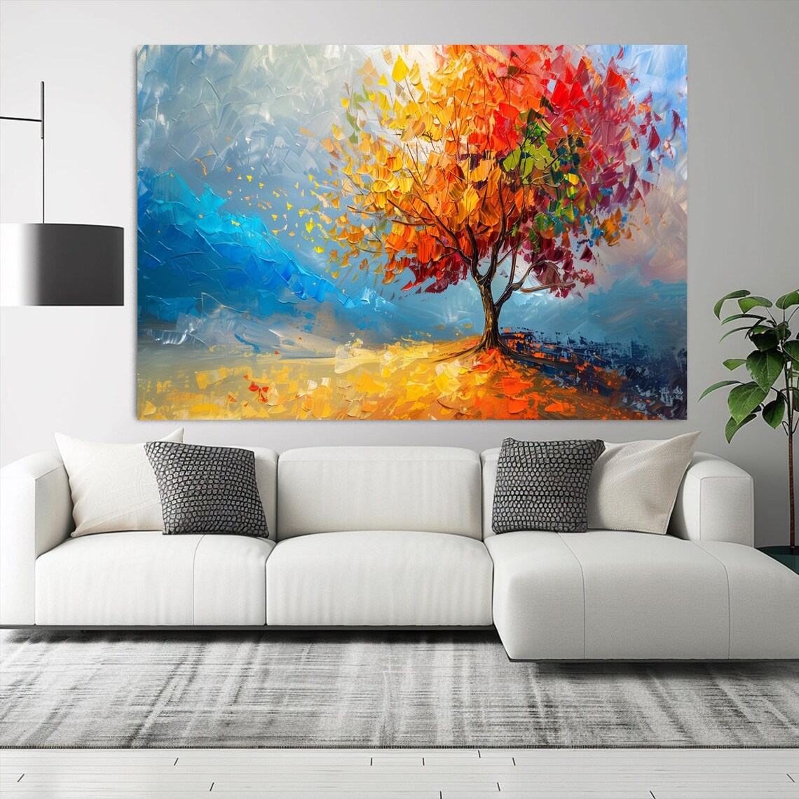 Colorful Autumn Tree Impasto Oil Painting Fall Landscape Poster - Image 3