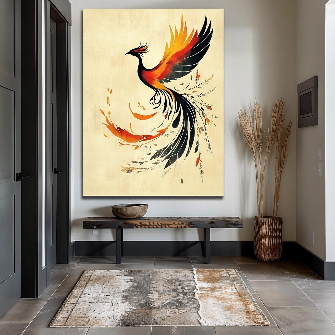 Majestic Phoenix Rising from Flames Elegant Firebird Art Print - Image 3