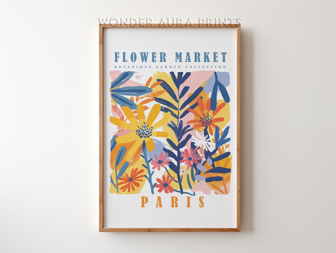 Flower Market Paris Botanical Garden Floral Art Print Wall Decor
