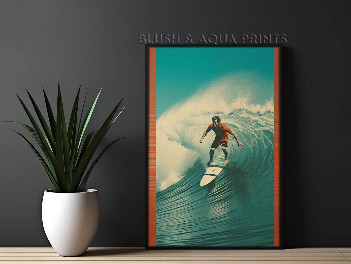 Vintage Surfboard Wall Art Surf Poster Prints Trendy Room Decor Boho Bedroom Over The Bed