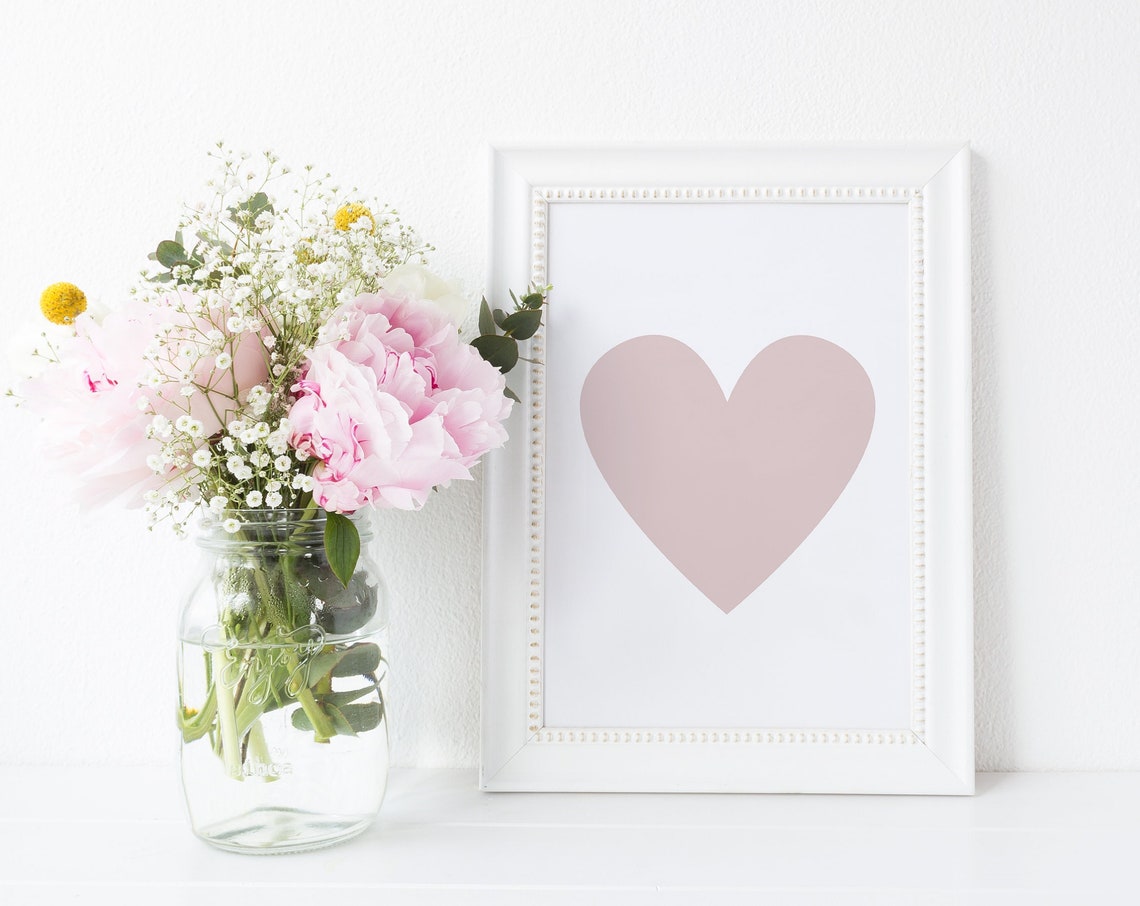 Blush Pink Heart Minimalist Nursery Love Valentine Decor Poster - Image 3