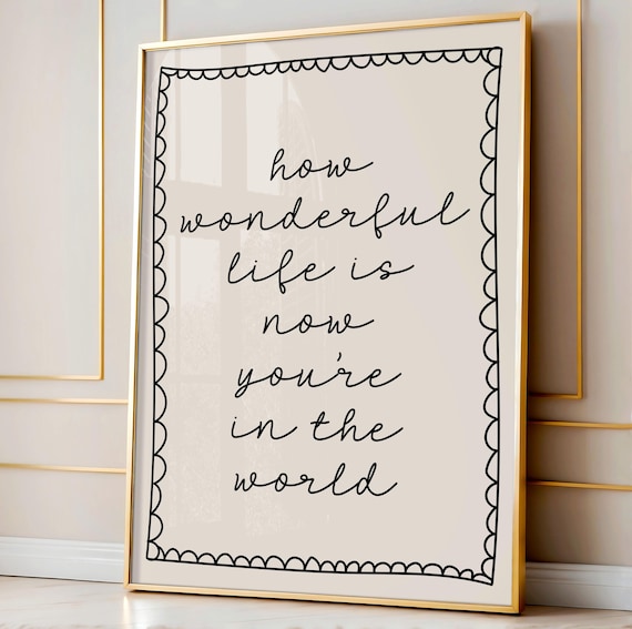 How Wonderful Life Is Now Youre In The World Nursery Quote Poster