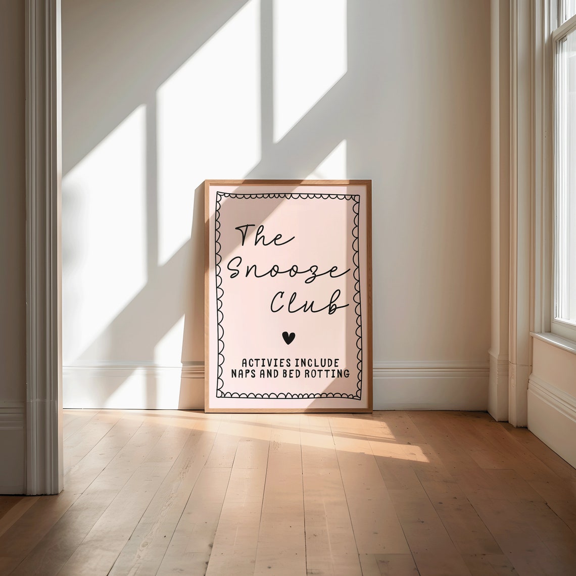 The Snooze Club Funny Pink Script Naps And Bed Rotting Poster
