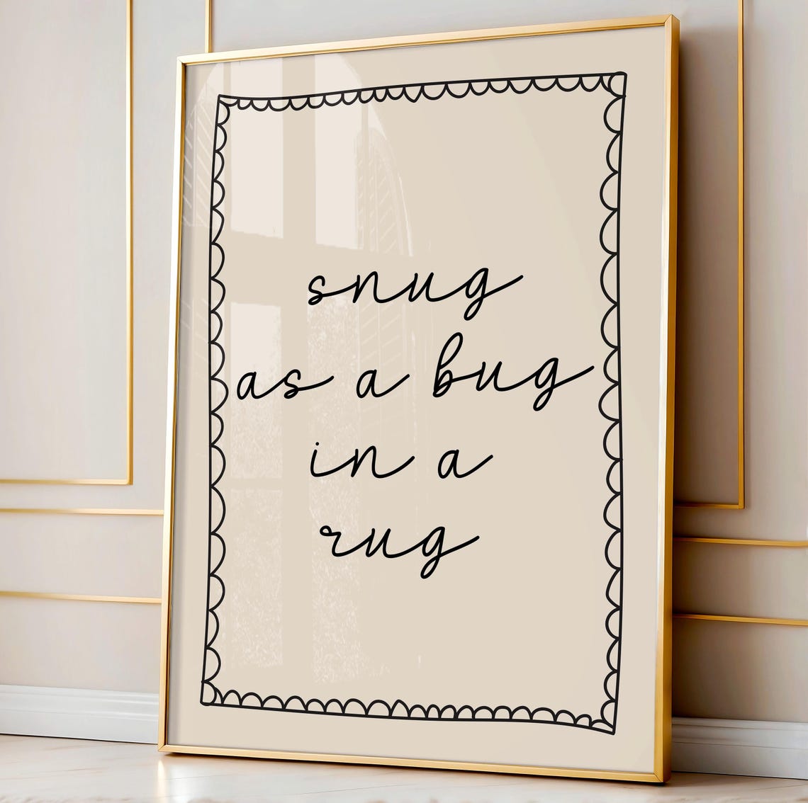 Cozy Snug As A Bug In A Rug Sweet Scalloped Nursery Rhyme Poster
