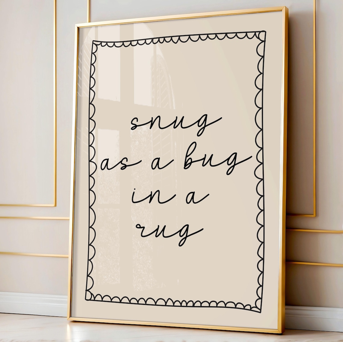 Snug As A Bug In Rug Art Print Black Neutral Boho Kids Room Wall Decor Childrens Bedroom Nursery Above Bed