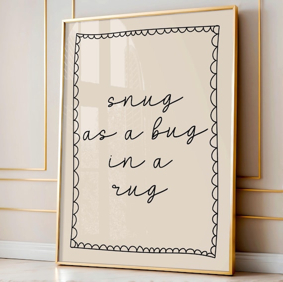 Cozy Snug As A Bug In A Rug Sweet Scalloped Nursery Rhyme Poster