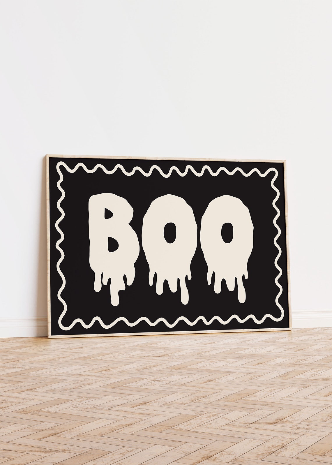 Boo Dripping Ghost Lettering Black Halloween Spooky Fun Poster - Image 2