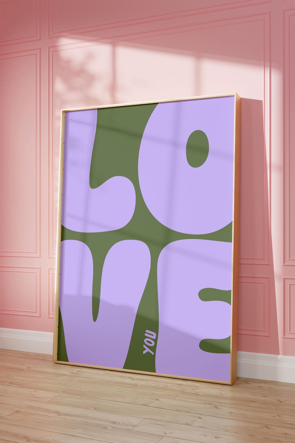 Love You Retro Groovy Bubble Letter Typography Decor Wall Art