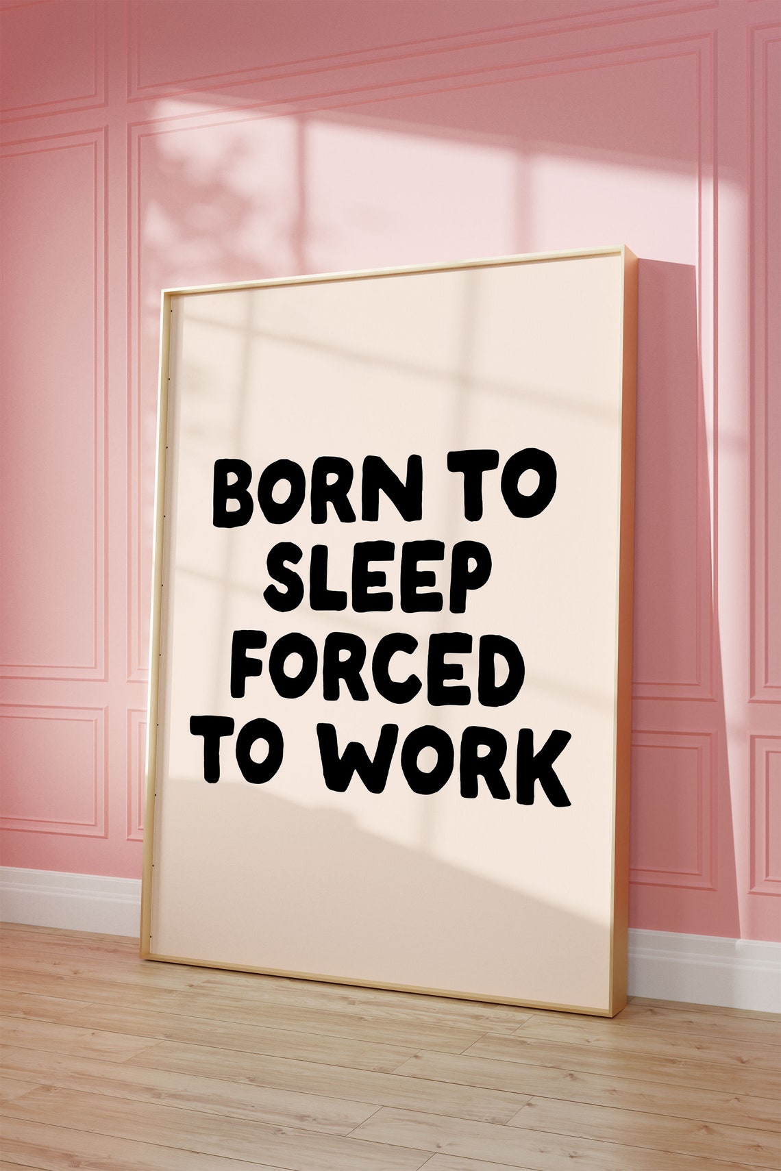 Born To Sleep Forced To Work Black Bold Funny Office Quote Poster - Image 2