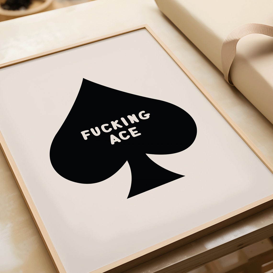 Fucking Ace Black Spade Card Suit Retro Bold Minimalist Poster - Image 2