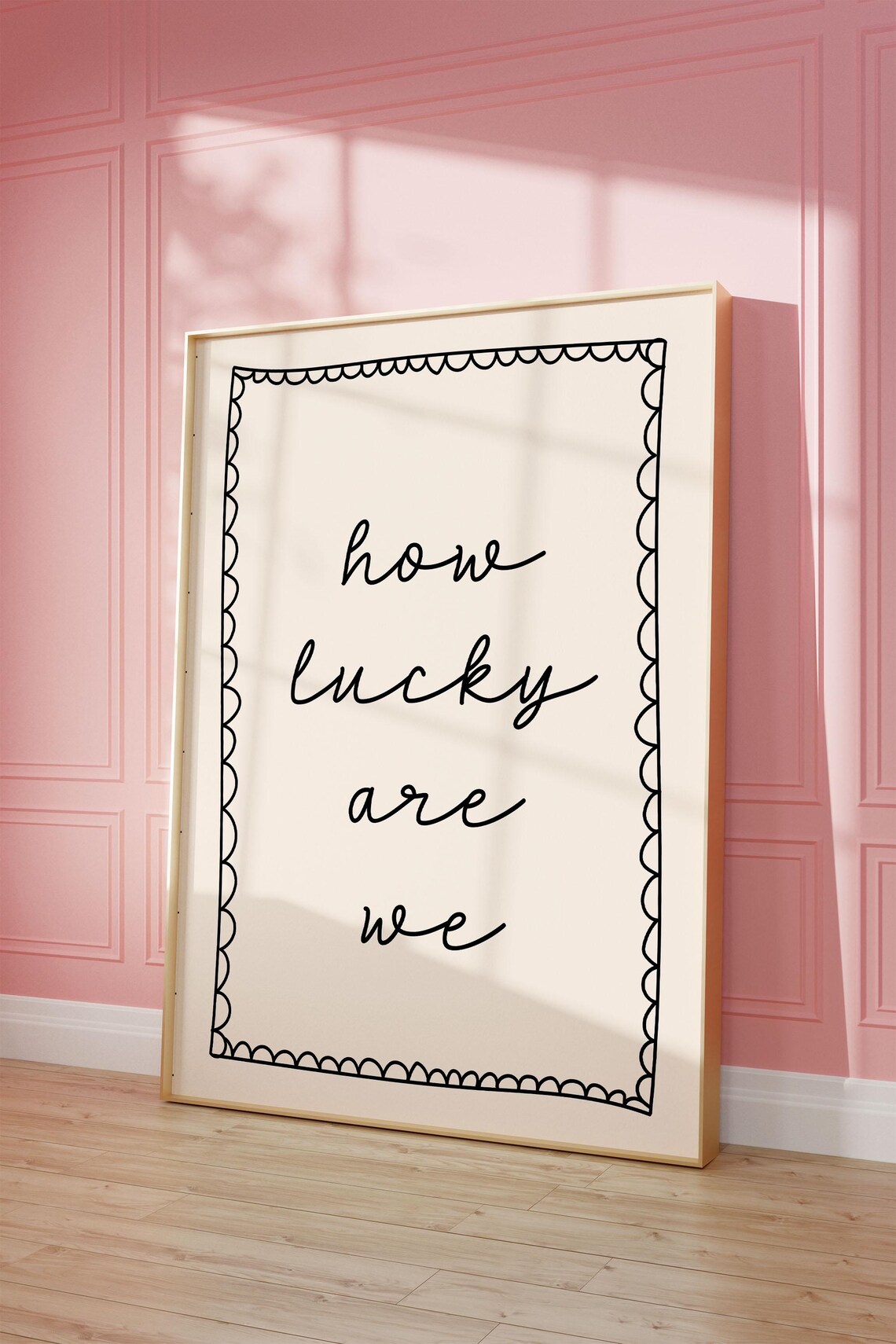 How Lucky Are We Black Hand-Drawn Art Print